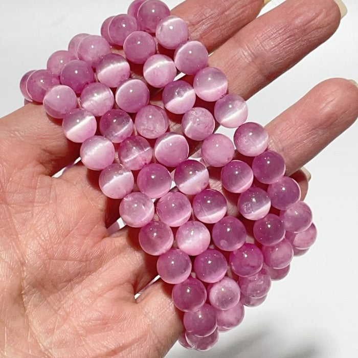 0.35in(9mm) Pink Aura Selenite Bracelet Wholesale