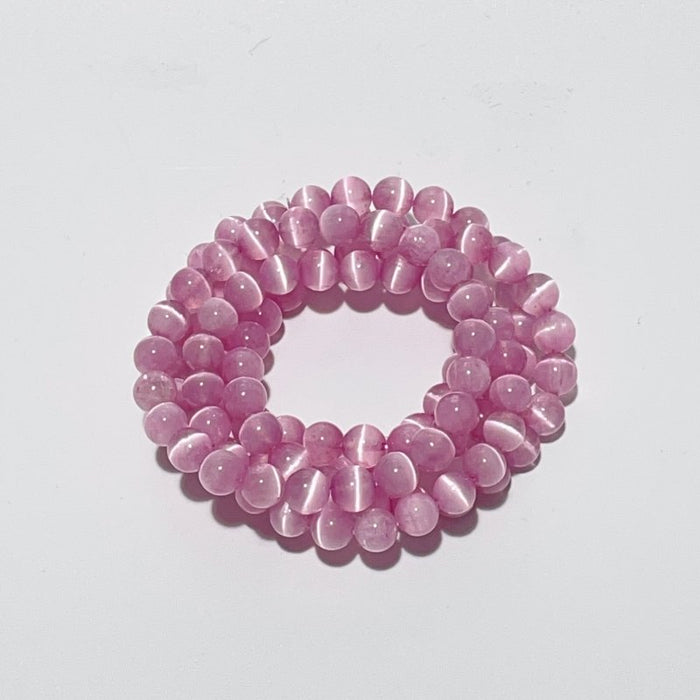 0.35in(9mm) Pink Aura Selenite Bracelet Wholesale