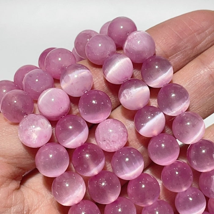 0.35in(9mm) Pink Aura Selenite Bracelet Wholesale