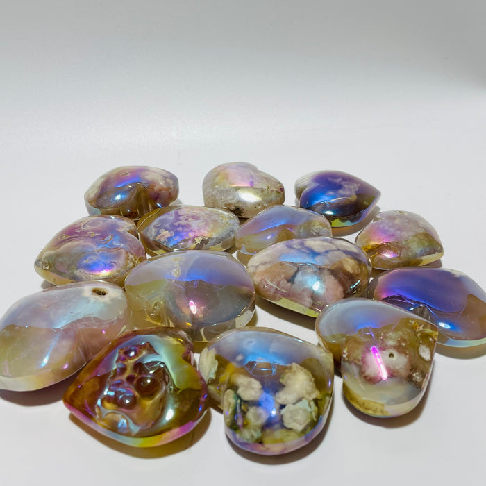 Aura Sakura Flower Agate Heart Wholesale