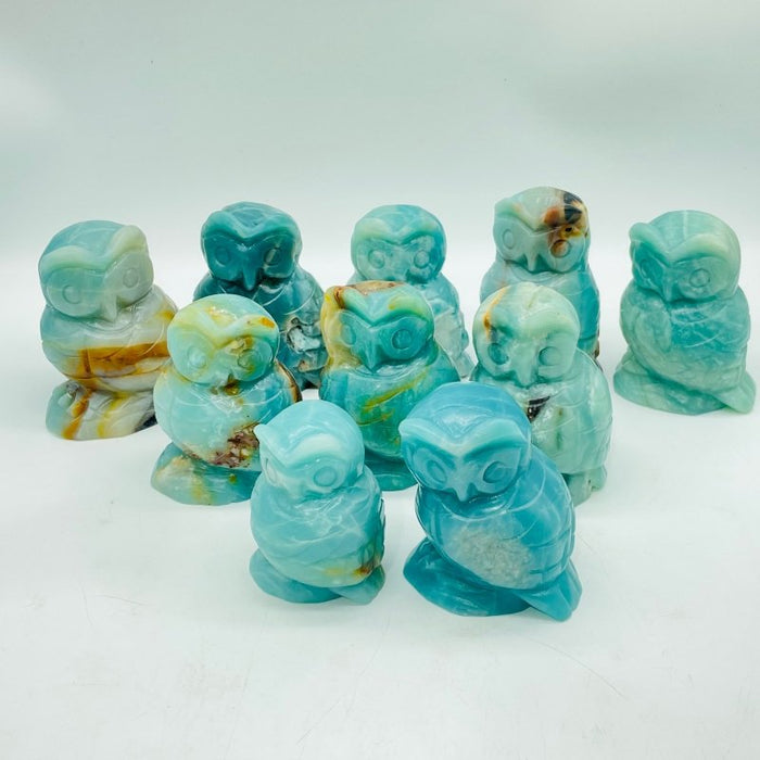 10 Pieces Beautiful Caribbean Calcite Owl Carving