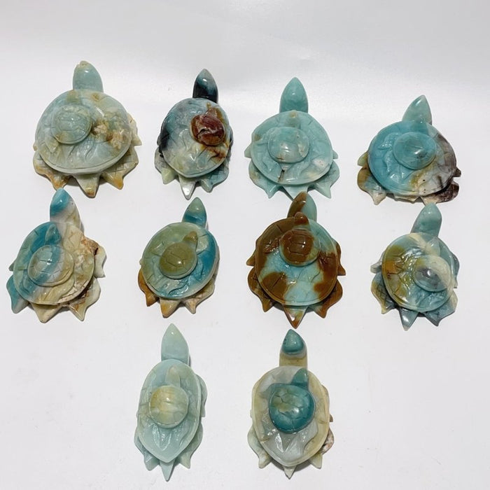 10 Pieces Caribbean Calcite Sea Turtle Mom And Son Carving