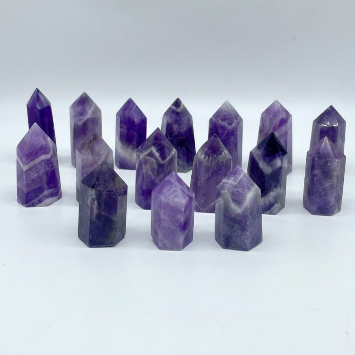 1.1-1.9in Mini Chevron Amethyst Tower Point Crystal Wholesale