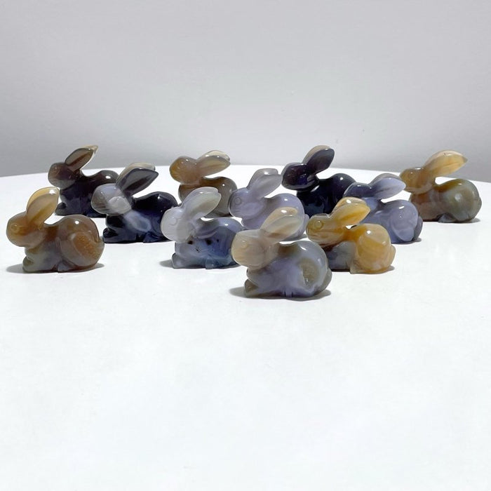 11 Pieces Agate Rabbit Carving