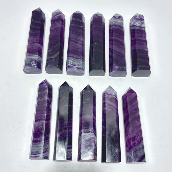 11 Pieces Beautiful Rainbow Purple Fluorite Crystal Tower