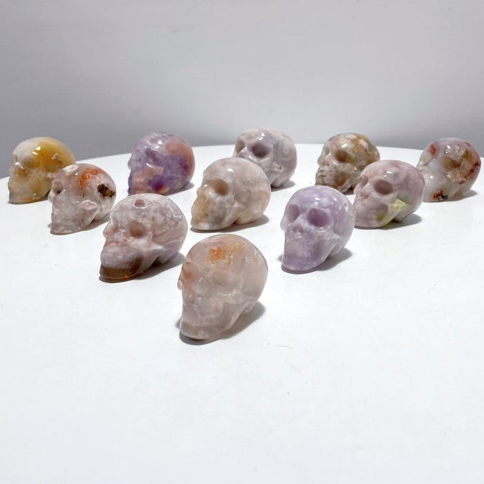 11 Pieces Druzy Geode Sakura Flower Agate Skull Carving