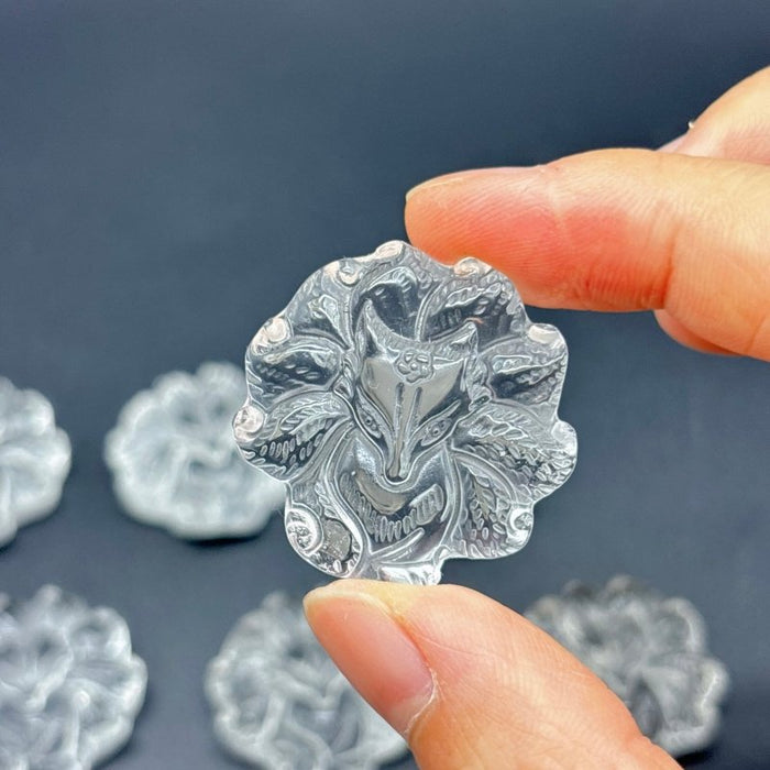 11 Pieces High Quality Clear Quartz Nine-tailed Foxes Carving