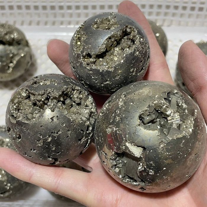 11 Pieces High Quality Pyrite Crystal Sphere Ball