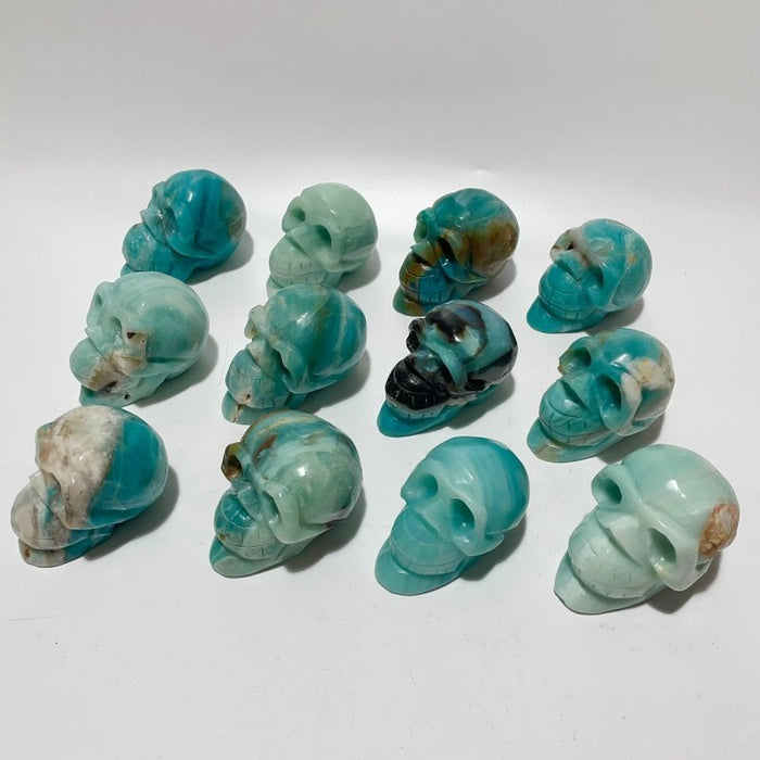12 Pieces Caribbean Calcite Skull Carving