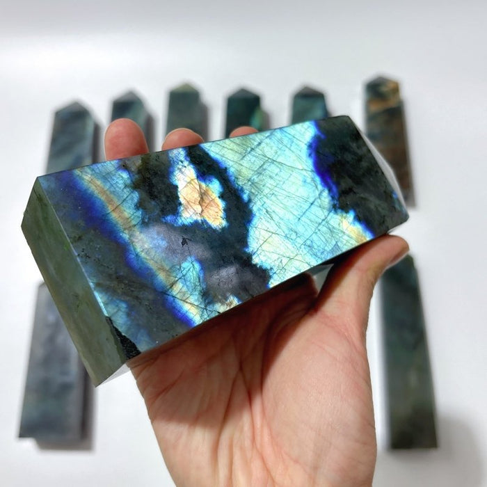 12 Pieces High Quality Large Labradorite Four-Sided Tower