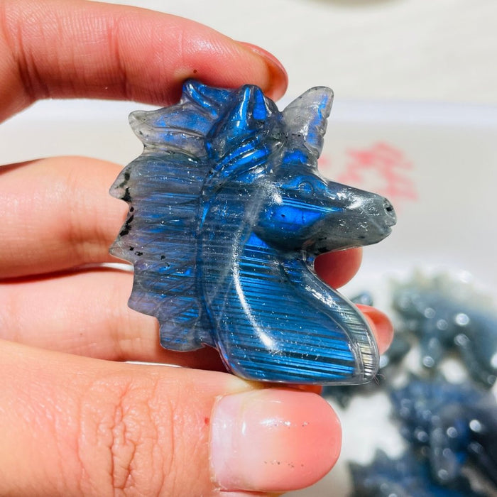 13 Pieces High Quality Labradorite Unicorn Carving