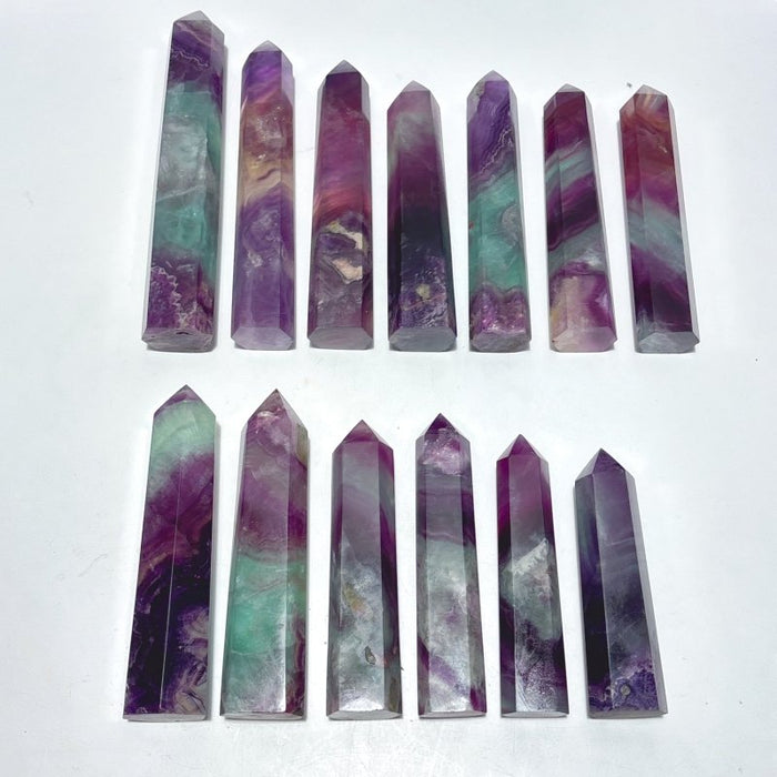 13 Pieces Rainbow Fluorite Tower