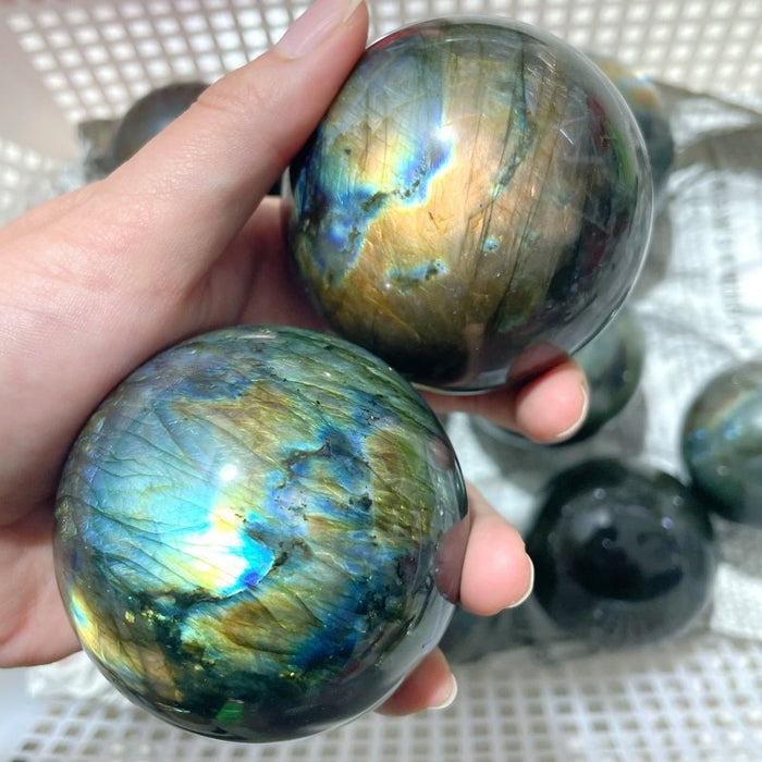 13 Pieces Strong Light Labradorite Spheres
