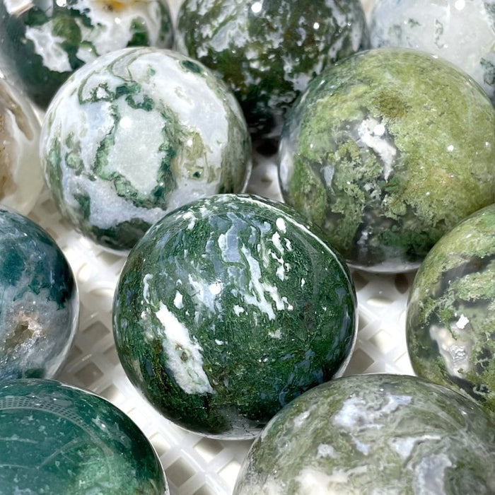 14 Pieces Beautiful Moss Agate Spheres