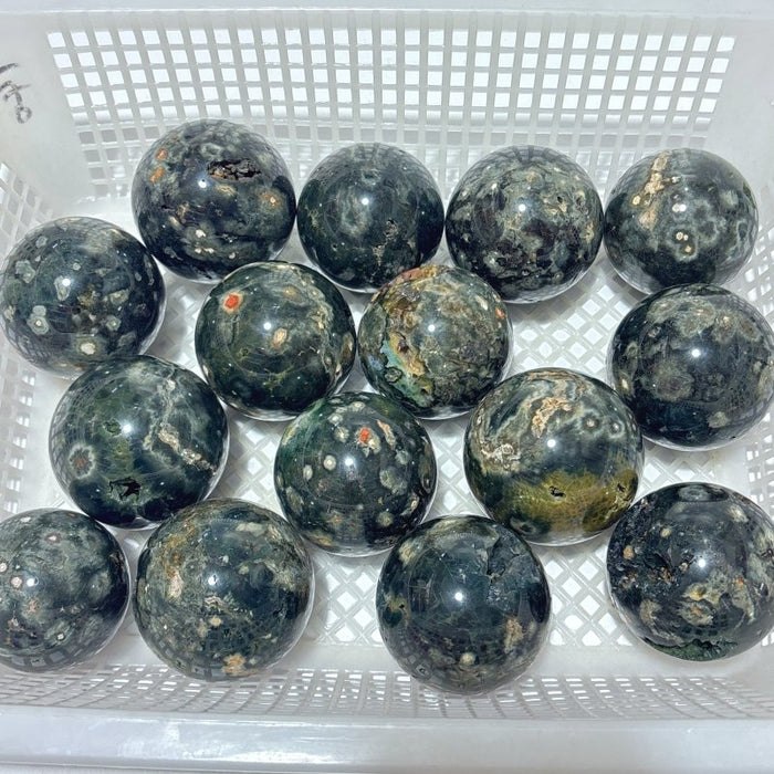 15 Pieces High Quality Green Sea Jasper Crystal Spheres