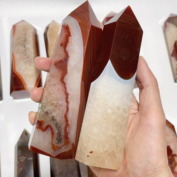 15 Pieces Large Carnelian Mixed Quartz Crystal Tower
