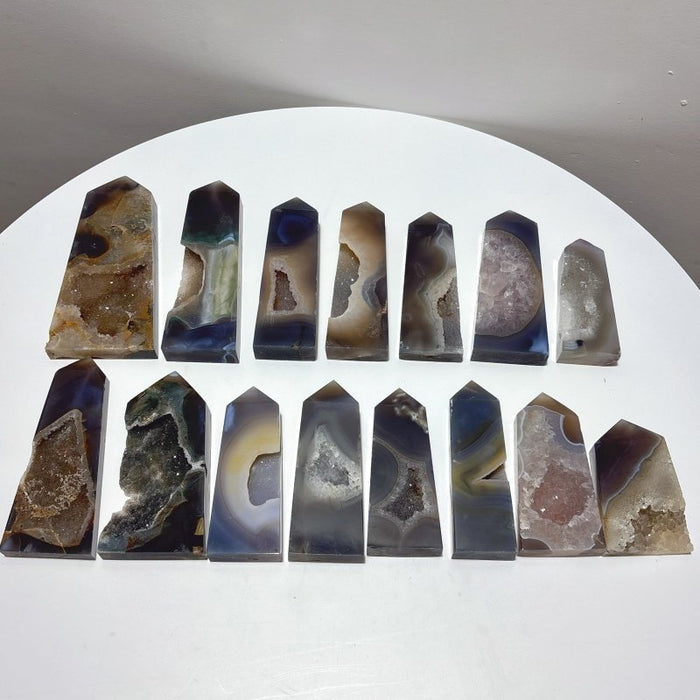 15 Pieces Large Druzy Geode Agate Points