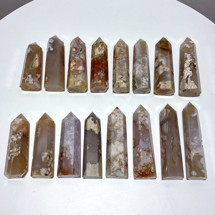 16 Pieces Fat Sakura Flower Agate Tower Points