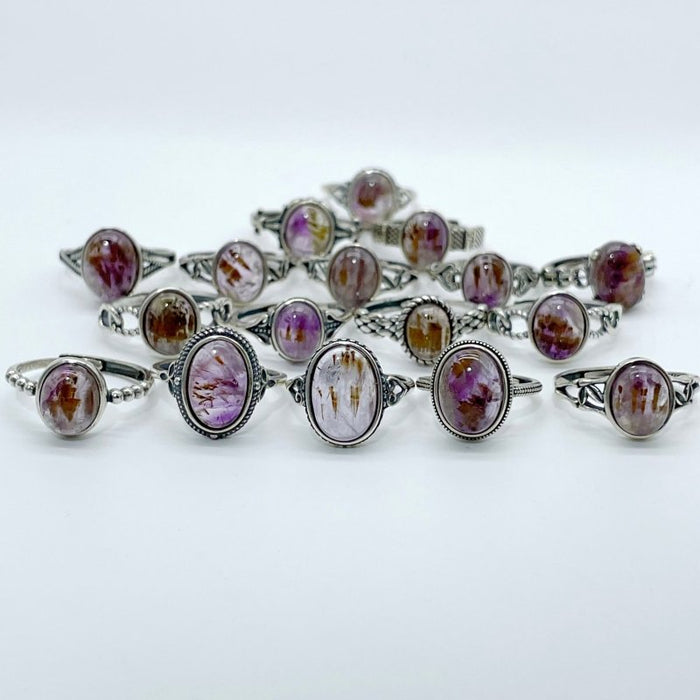 17 Pieces Auralite 23 Crystal Different Styles Sterling Silver Ring