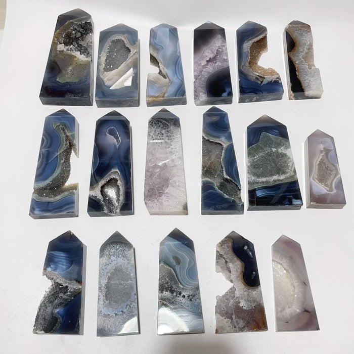 17 Pieces Large Four-sided Druzy Geode Agate Points