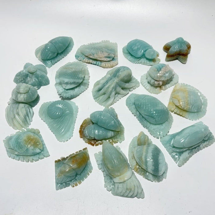 18 Pieces Caribbean Calcite Sea Animals Carving Wholesale