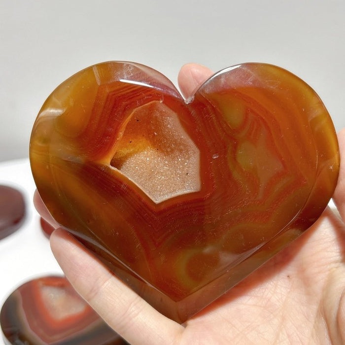 18 Pieces Large Carnelian Druzy Geode Heart