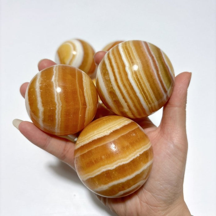 1.9-2.5inch Yellow Calcite Stripe Spheres Wholesale