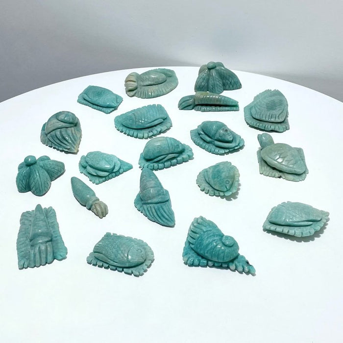19 Pieces Beautiful Amazonite Sea Animal Carving