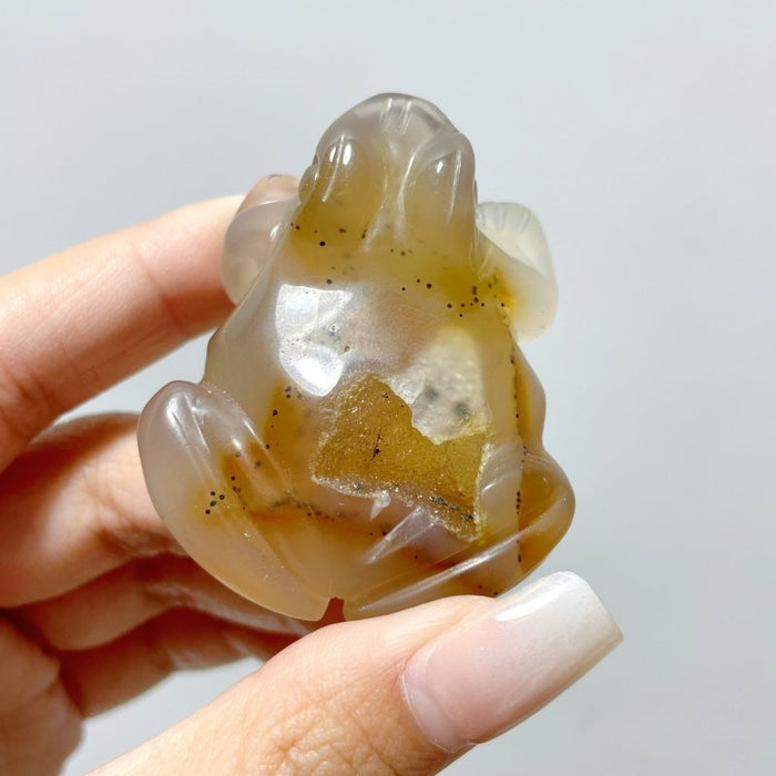 19 Pieces Geode Druzy Agate Frog Carving
