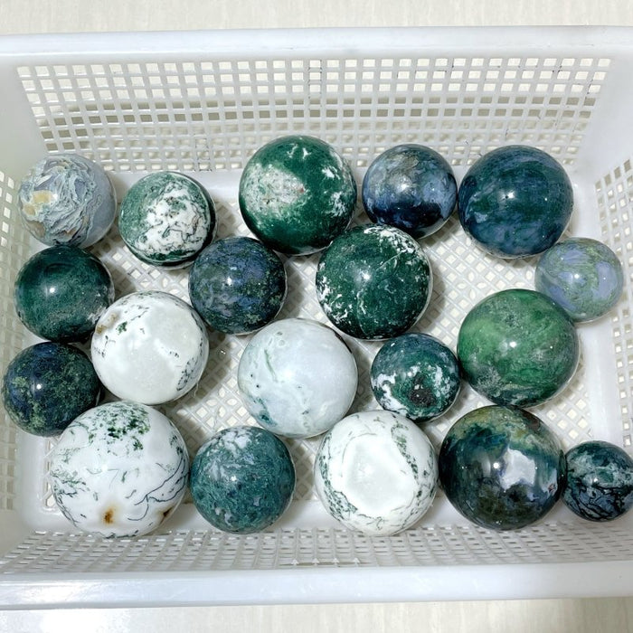 19 Pieces Moss Agate Spheres Clearance