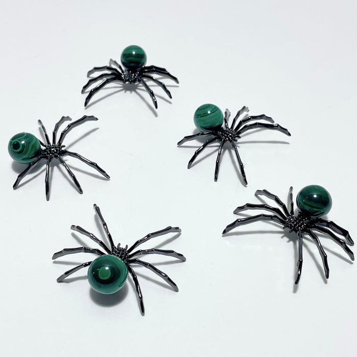 Malachite Sphere Spider Ornament Handmade Alloy Spider Wholesale