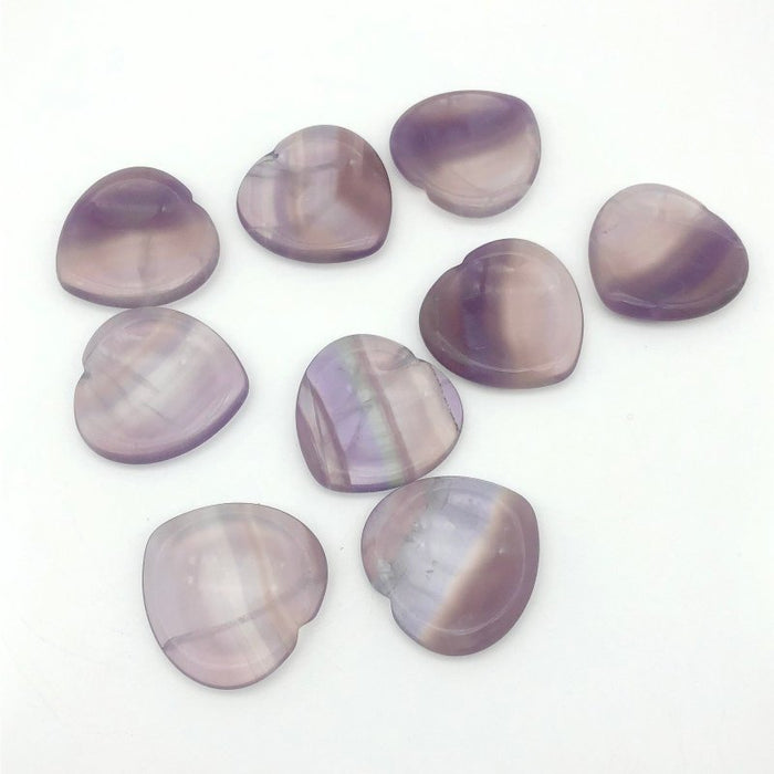 2 Colors Fluorite Worry Stone Heart Wholesale