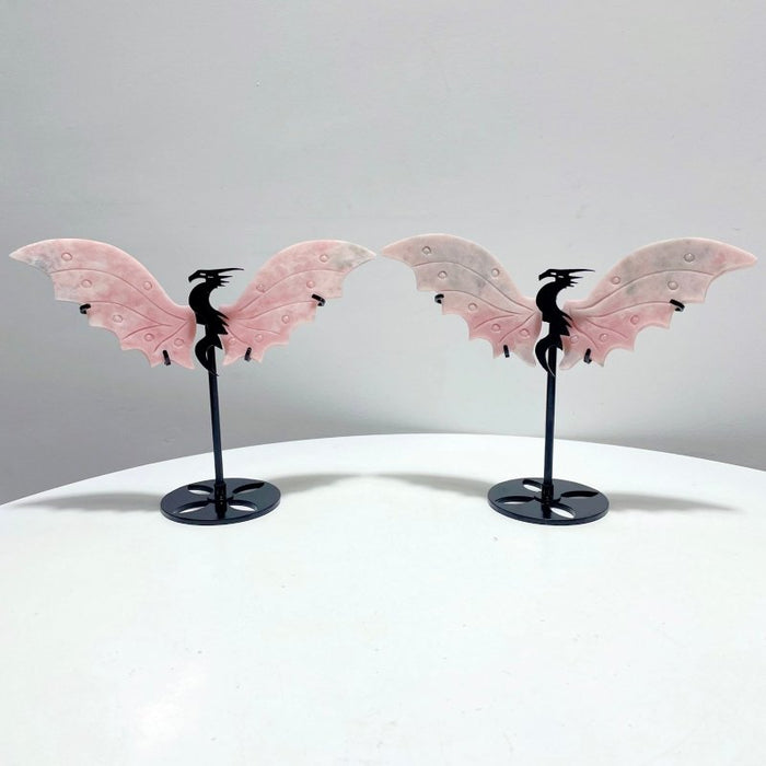 2 Pairs Pink Opal Flying Dragon Wing With Stand