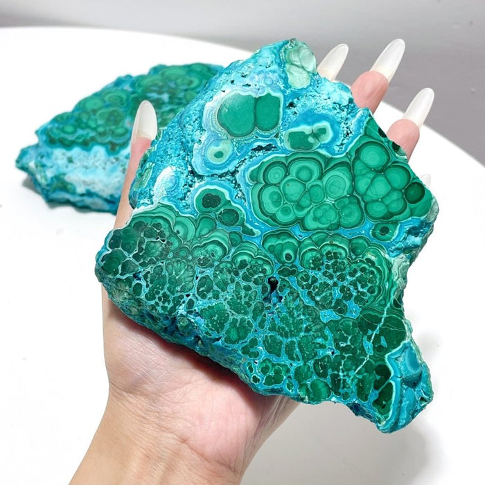 2 Pieces High Quality Beautiful Chrysocolla Mixed Malachite Slab Specimen