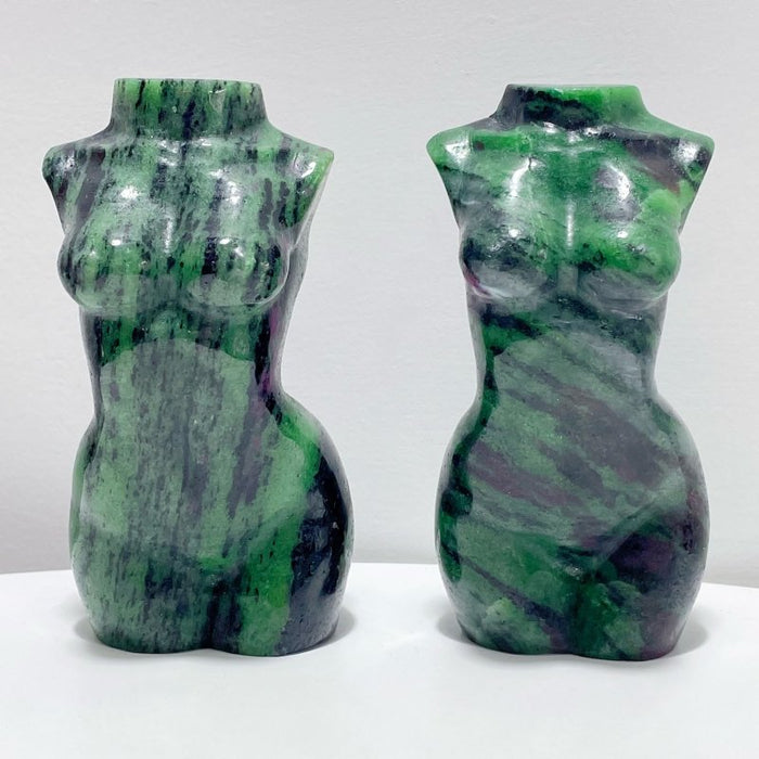 2 Pieces Ruby Zoisite Goddess Carving