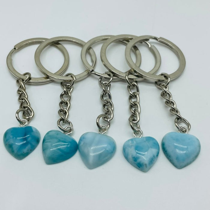 2 Types Heart Keychain Wholesale Larimar Rhodochrosite