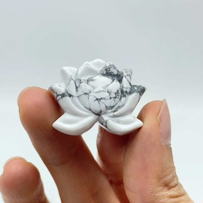 2 Types Lotus Flower Carving Wholesale Lepidolite Howlite