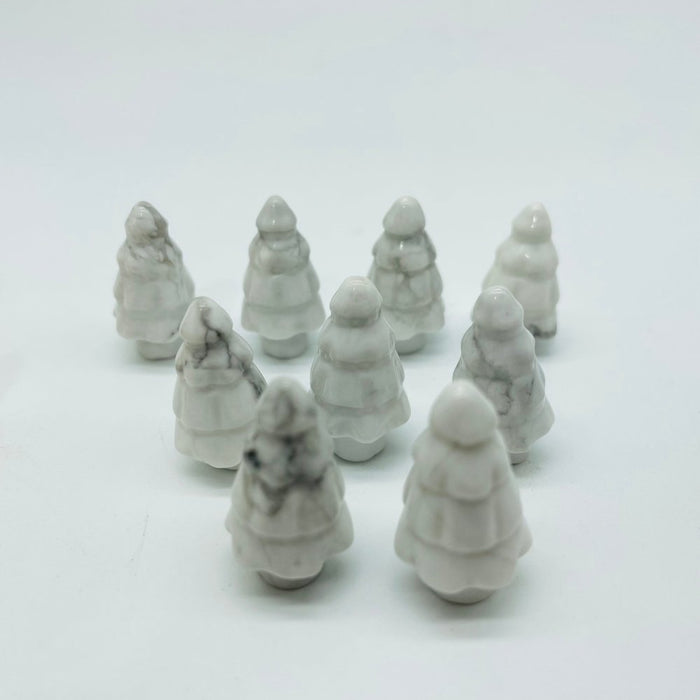 2 Types Mini Christmas Tree Howlite & Yellow Agate Pine Tree Carving Wholesale
