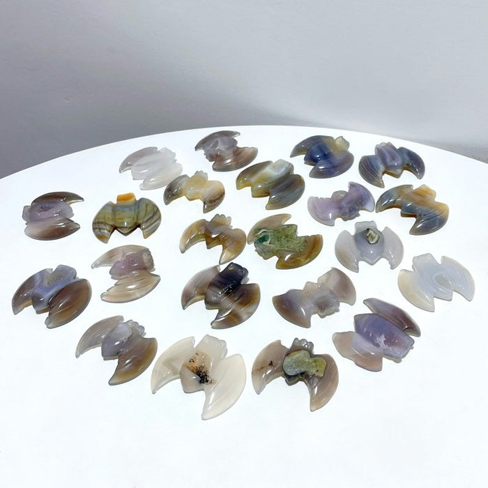 22 Pieces Beautiful Geode Druzy Agate Bat Carving