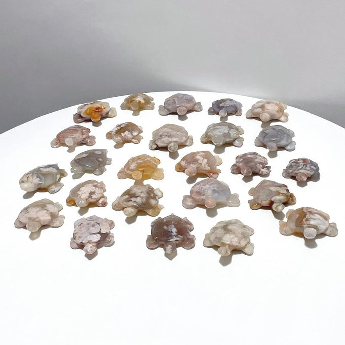 25 Pieces High Quality Sakura Flower Agate Sea Turtle Carving