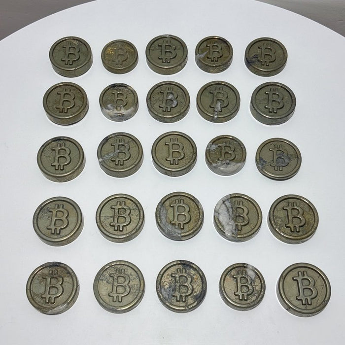 25 Pieces Pyrite Bitcoin Carving