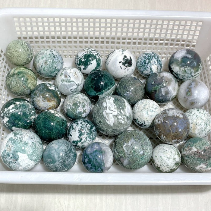 27 Pieces Moss Agate Spheres Ball Closeout