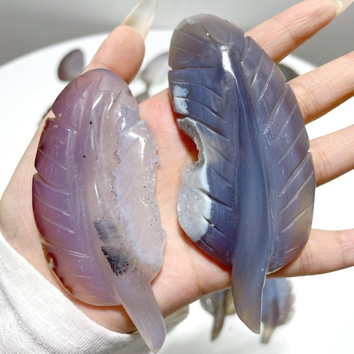 29 Pieces Beautiful Agate Feather Carving