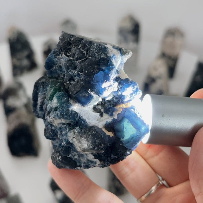 29 Pieces Beautiful Blue Fluorite Raw Tower Specimen Stone