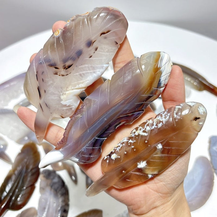 29 Pieces Geode Agate Feather Carving