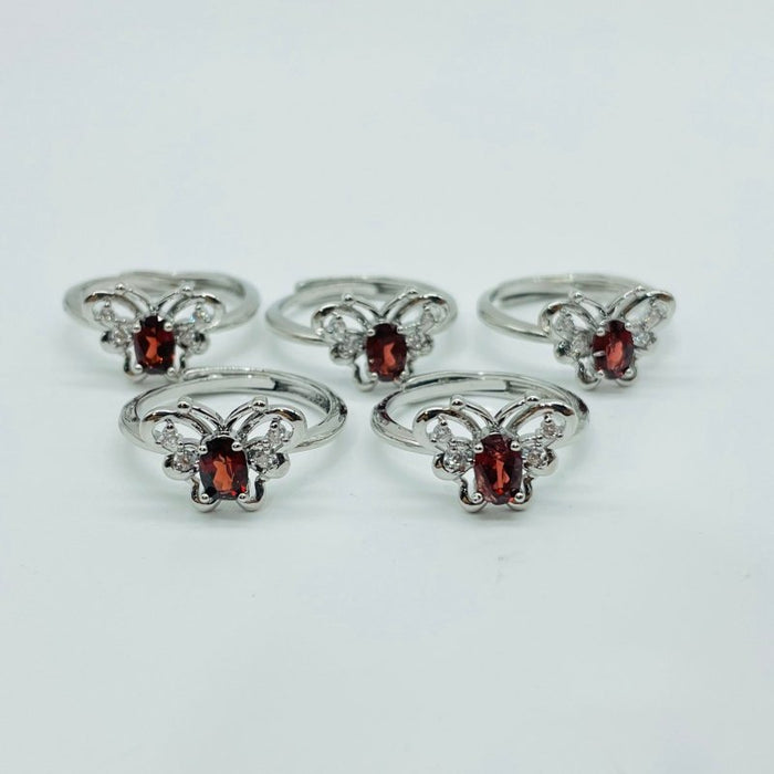 2Types Butterfly Ring Garnet Peridot Cut Faceted Stone Wholesale