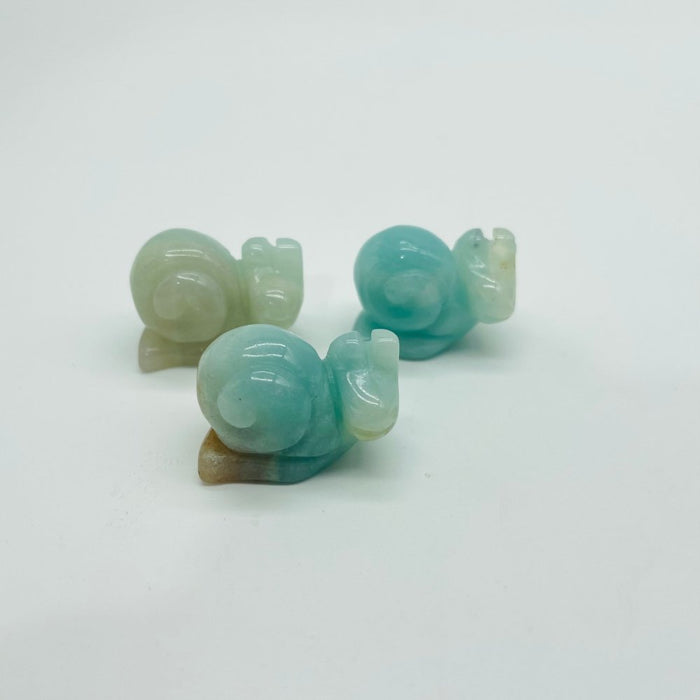 2Types Snail Carving Caribbean Calcite Green Aventurine Wholesale