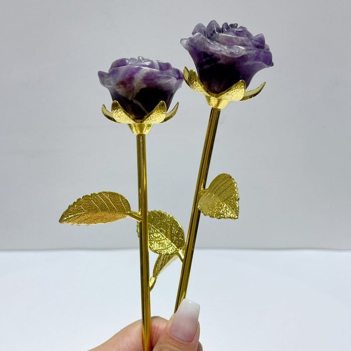 3 Color Beautiful Chevron Amethyst Rose Flower Carving Wholesale #2 Shape