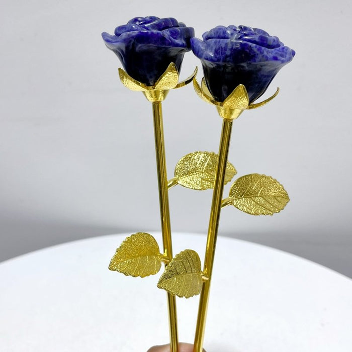3 Color Beautiful Sodalite Rose Flower Carving Wholesale #2 Shape