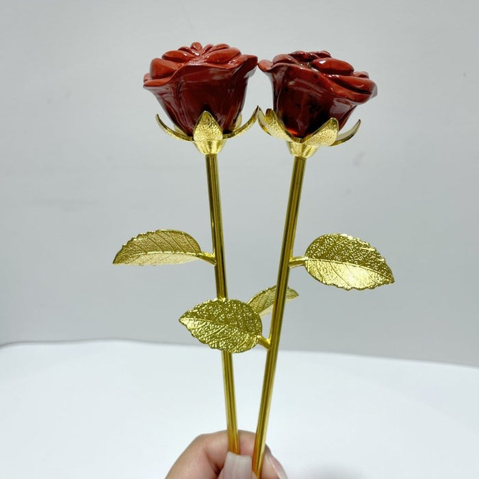 3 Color Red Jasper Rose Flower Carving Wholesale #1 Shape